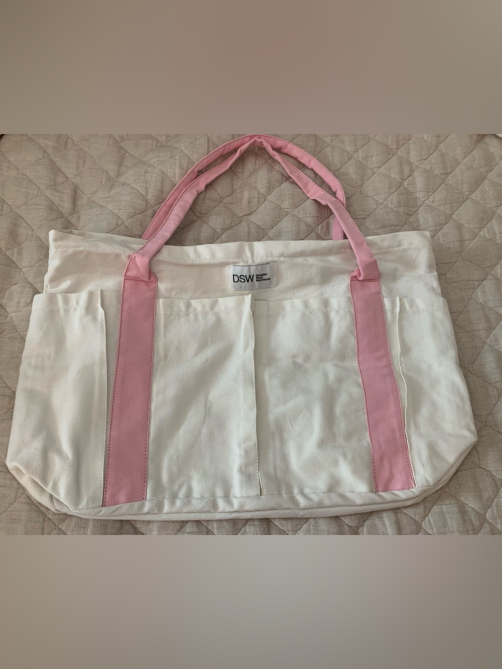 New DSW Canvas Tote with Pink Straps